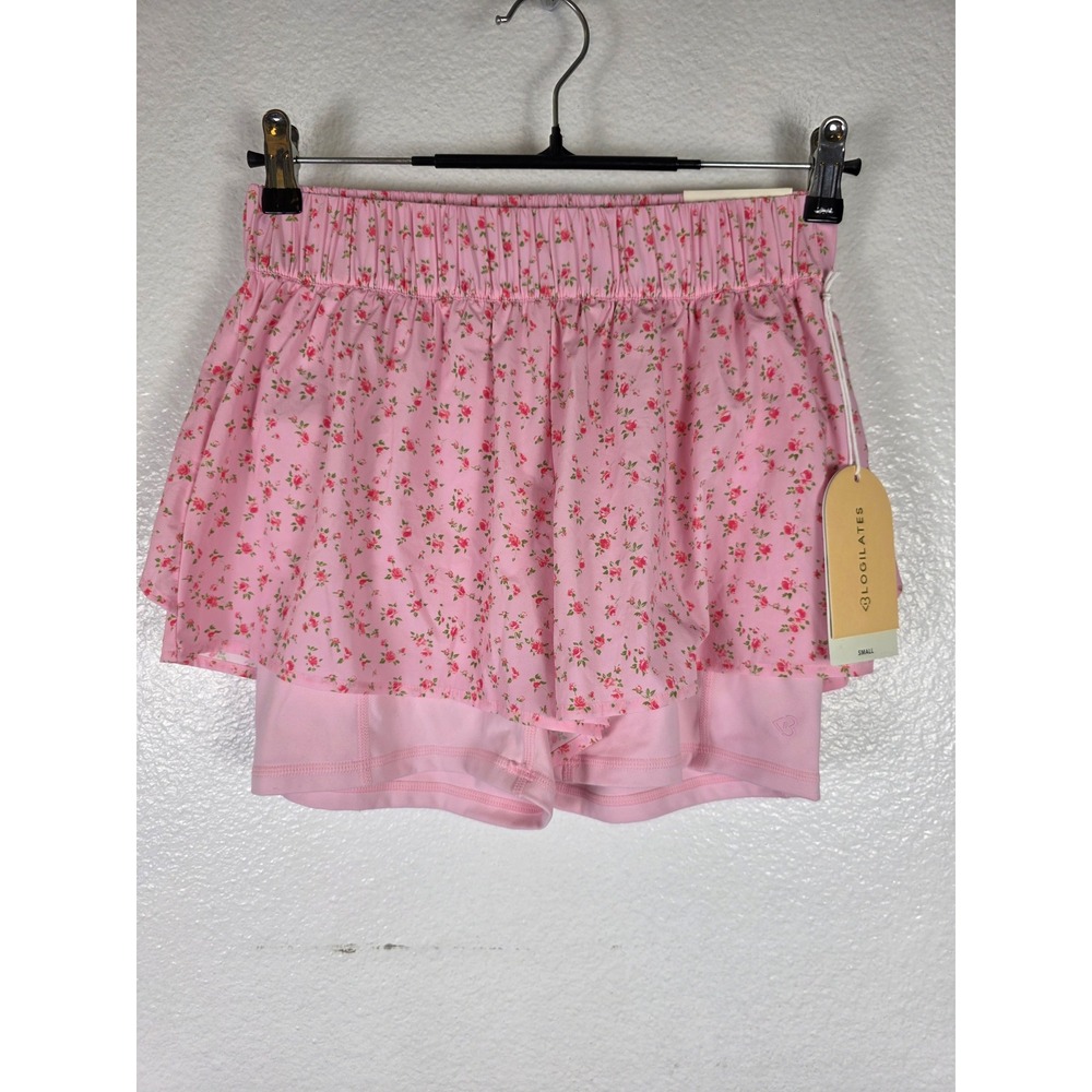 Blogilates Pink Floral Ruffle Athletic Shorts Skort Women Small